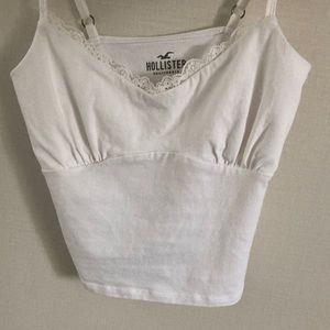Hollister white laced cami crop top